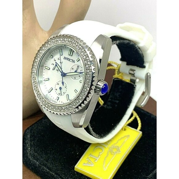Invicta Women's Watch 28486 Angel 38mm White Dial Crystals Accent Rubber Strap - Picture 2 of 13